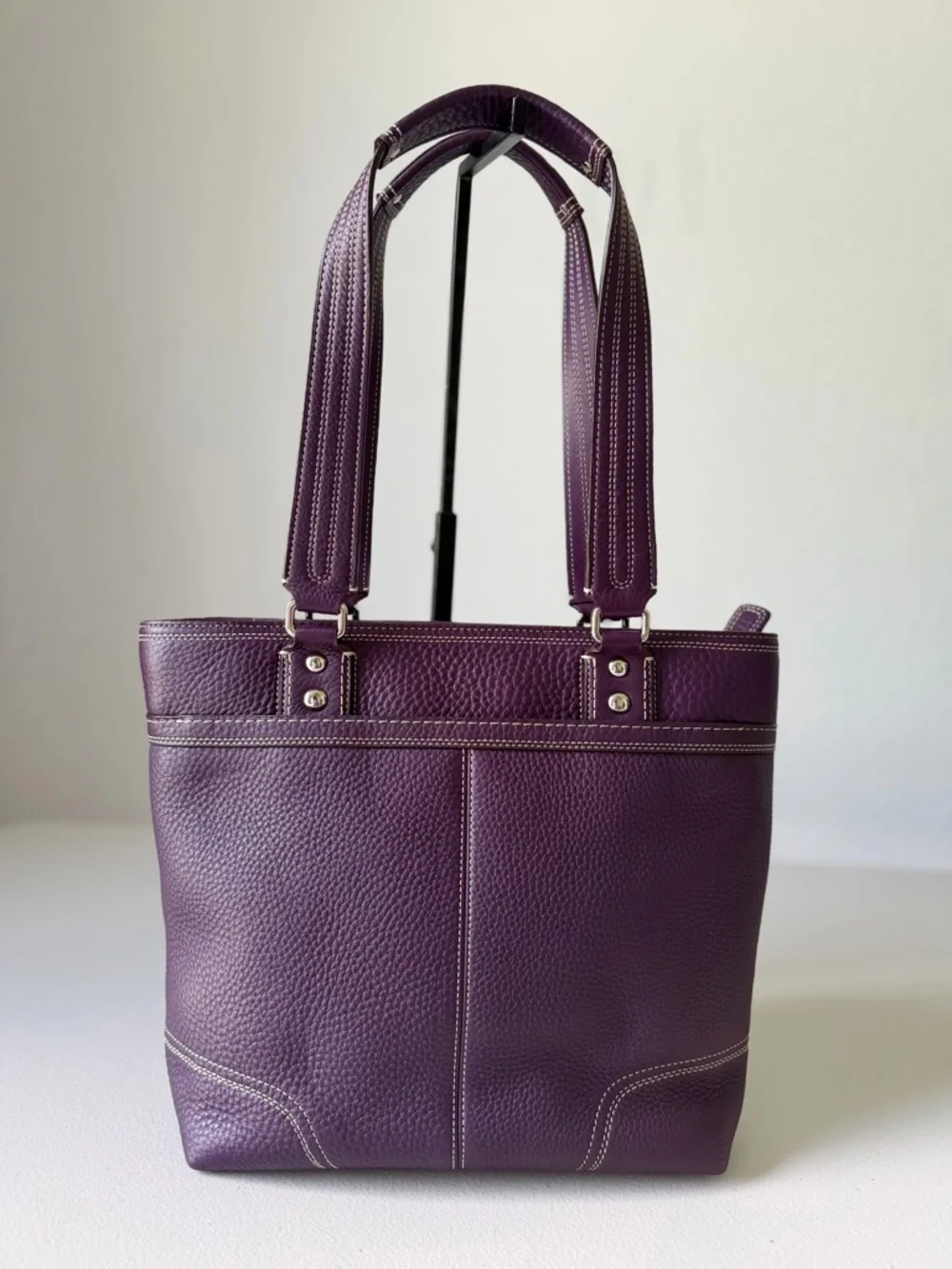 Coach Purple Hampton Y2k Pebbled Leather Tote Bag - Picture 3 of 14